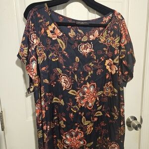 Lane Bryant Navy and Red Floral Dress
